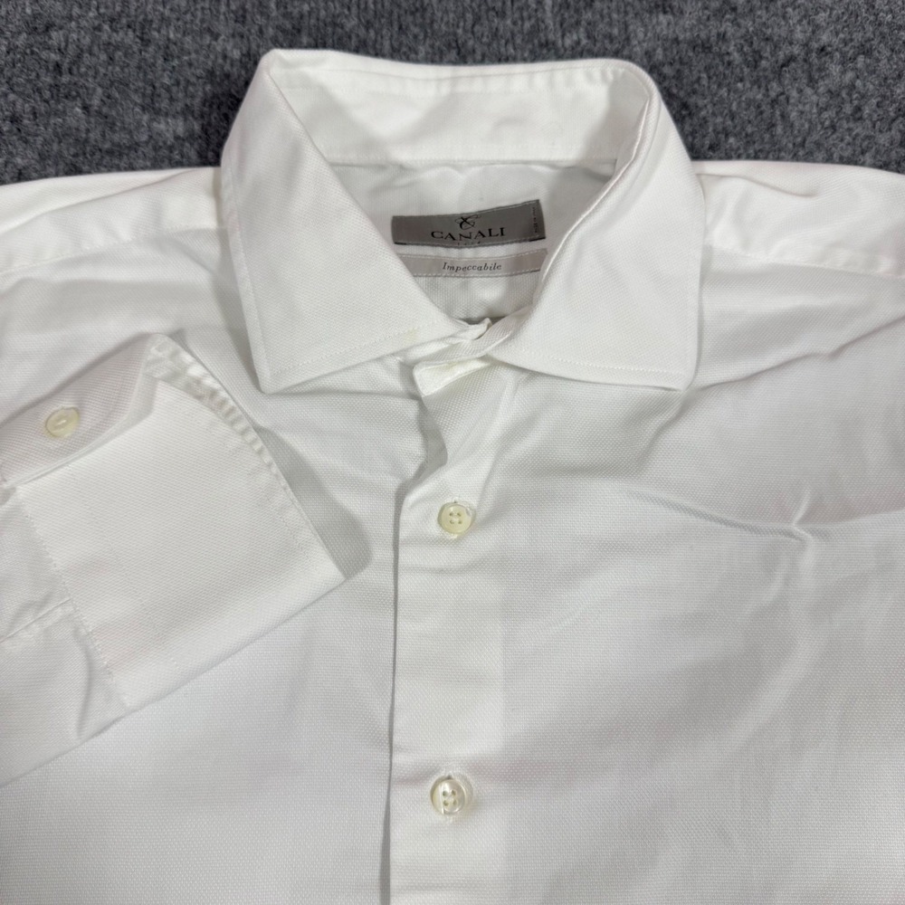 Canali Impeccabile Dress Shirt Mens 16.5 42 White Cotton Made in Italy EUC